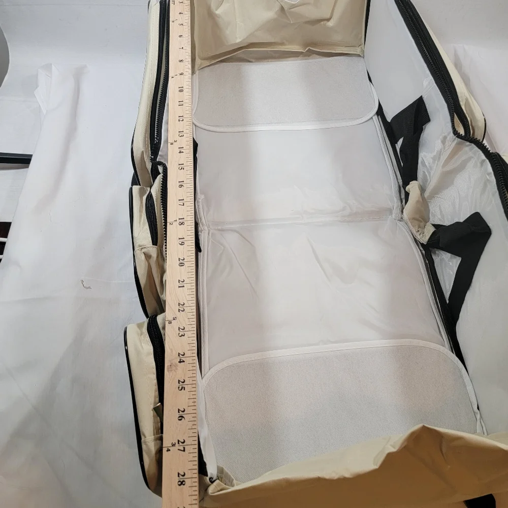 Luxtrada 3 in 1 Diaper Bag Multi-function Baby Diaper Changing Station Tan Brown